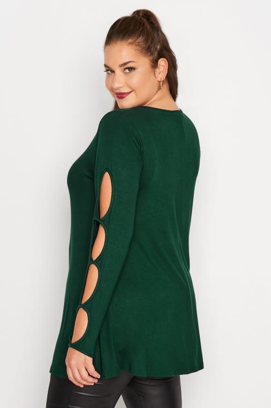 LIMITED COLLECTION Curve Forest Green Cut Out Sleeve Top 3