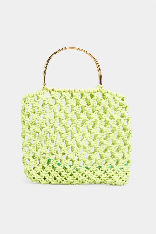 Plus Size Lime Green Crochet Handle Bag | Yours Clothing 3