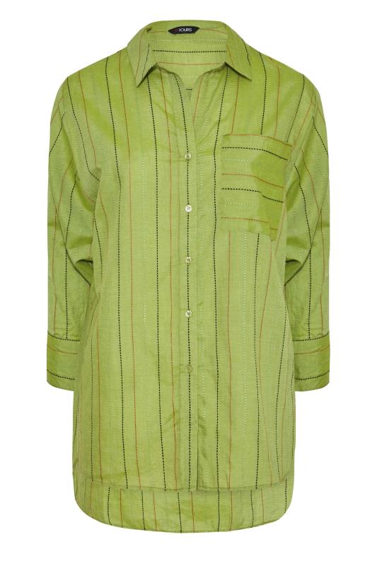 Plus Size Green Stripe Pocket Oversized Shirt | Yours Clothing 7