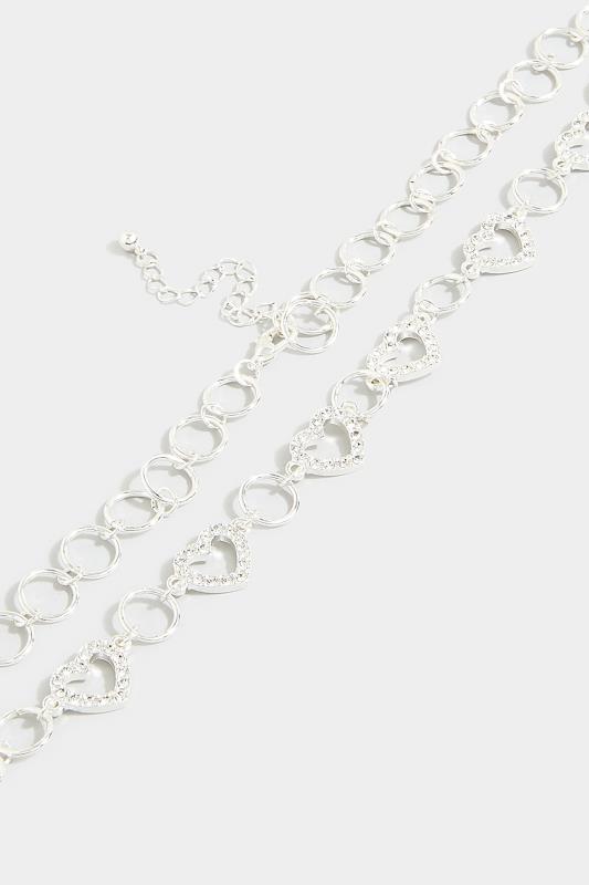 Silver Tone Diamante Heart Chain Necklace | Yours Clothing 3