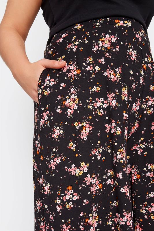 Plus Size Black Ditsy Floral Jersey Culottes | Yours Clothing 3