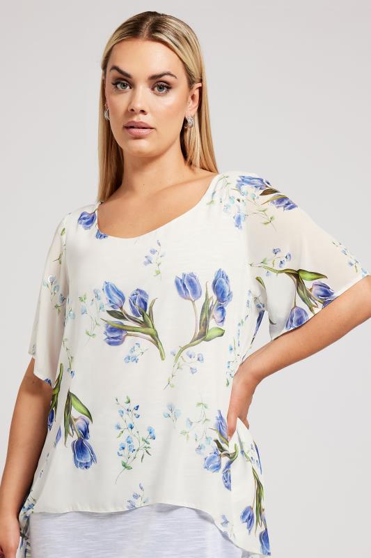 YOURS LONDON Plus Size White Floral Print Blouse | Yours Clothing 4