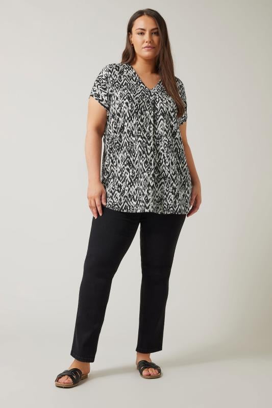 EVANS Plus Size Black Ikat Print Swing Top | Evans 2