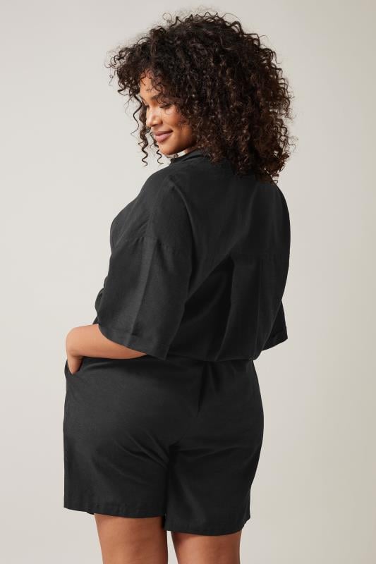 EVANS Plus Size Black Linen Shorts | Evans 3