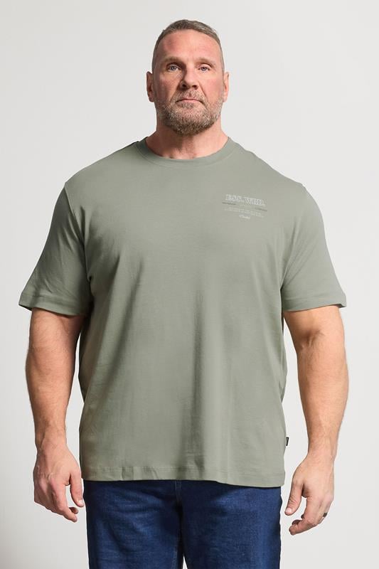  JACK & JONES Big & Tall Vetiver Green Urban Graphic T-Shirt