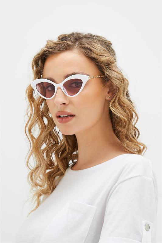 White Cat Eye Sunglasses | Yours Clothing 1