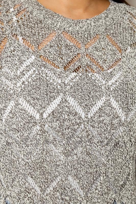 YOURS Plus Size Natural Brown Crochet Knitted Jumper | Yours Clothing 4