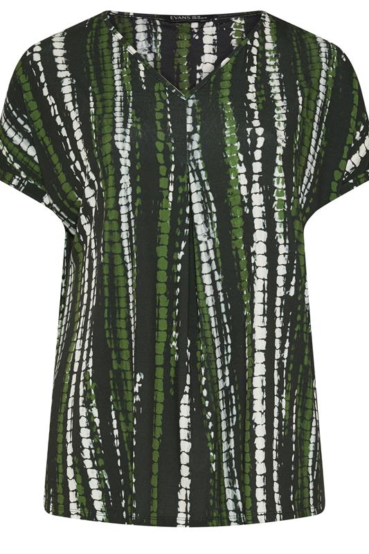 EVANS Plus Size Black & Khaki Tie Dye Swing Top | Evans 5