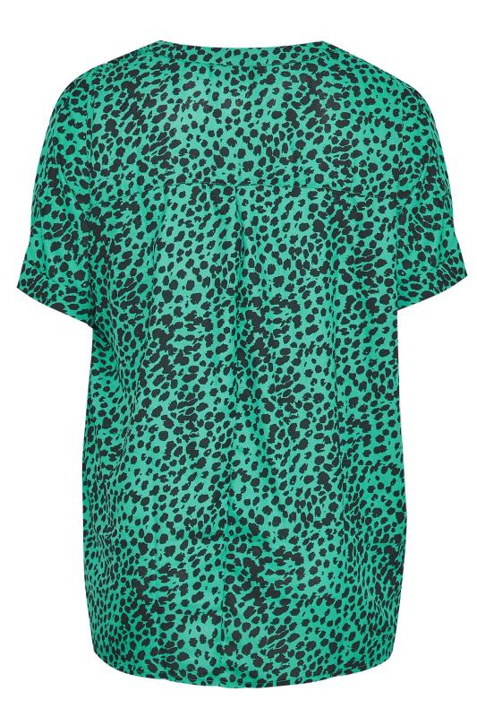 Curve Green Animal Print Grown On Sleeve Shirt 2