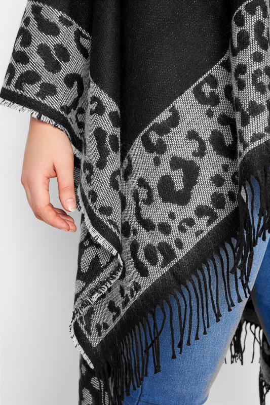 Plus Size Curve Black Leopard Print Wrap Shawl | Yours Clothing 4