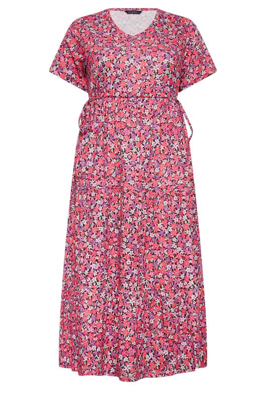 LIMITED COLLECTION Curve Plus Size Pink Floral Ditsy Adjustable Waist Maxi Dress | Yours Clothing 5