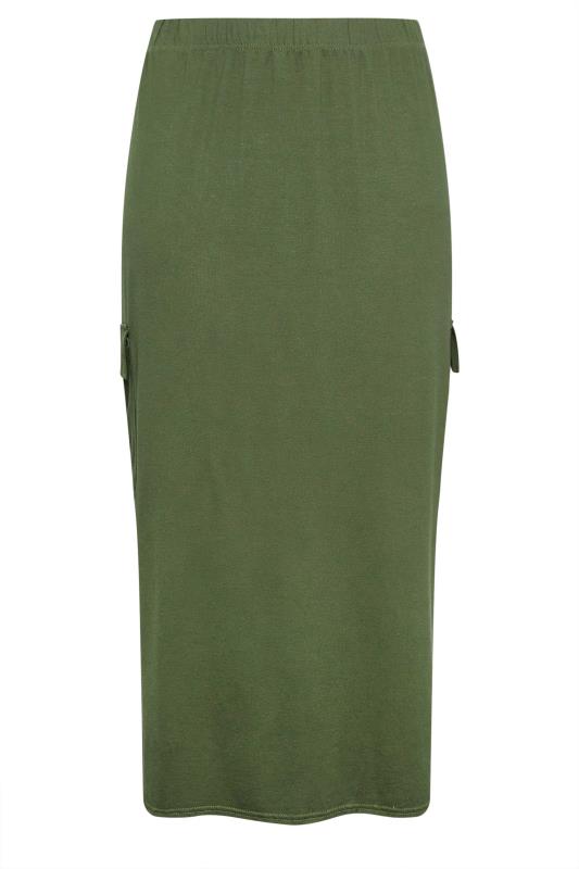 Yours Plus Size Khaki Green Maxi Cargo Skirt | Yours Clothing 4