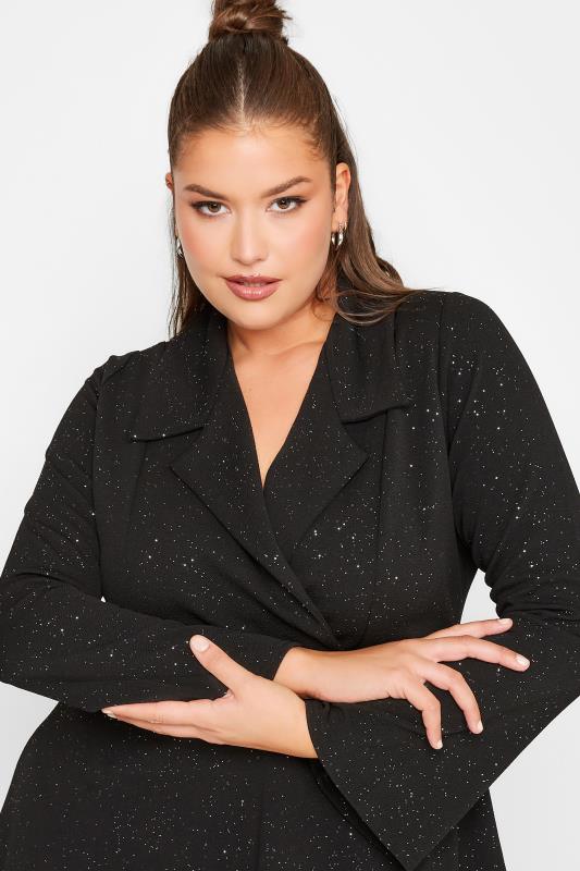 LIMITED COLLECTION Plus Size Black Glitter Blazer Dress | Yours Clothing 4