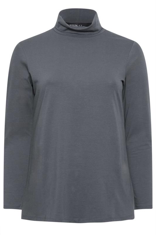 YOURS 2 PACK Plus Size Charcoal Grey & Beige Brown Turtle Neck Tops | Yours Clothing 8