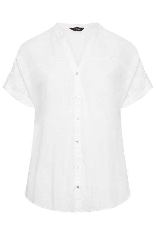 YOURS Plus Size White Button Short Sleeve Shirt | Yours Clothing 5