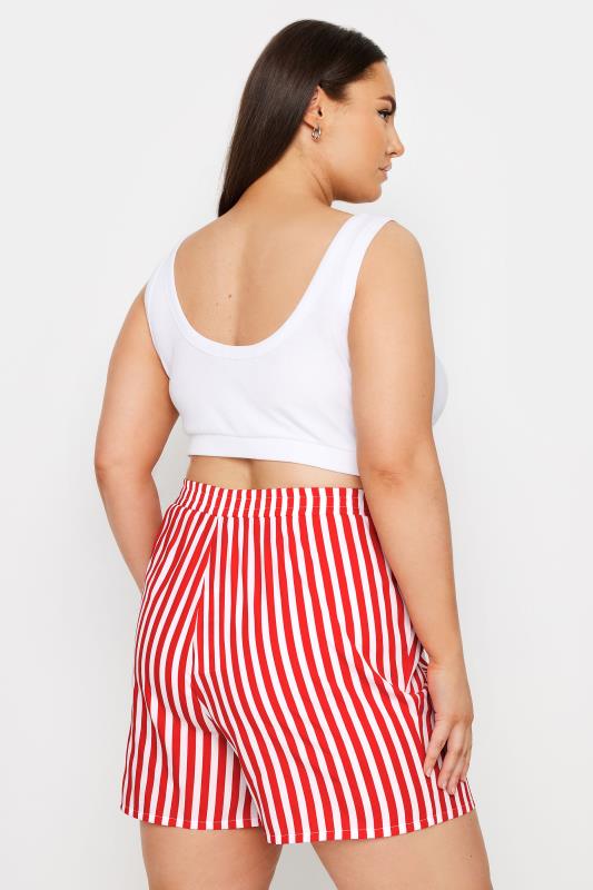 YOURS Plus Size Red Stripe Print Shorts | Yours Clothing 3