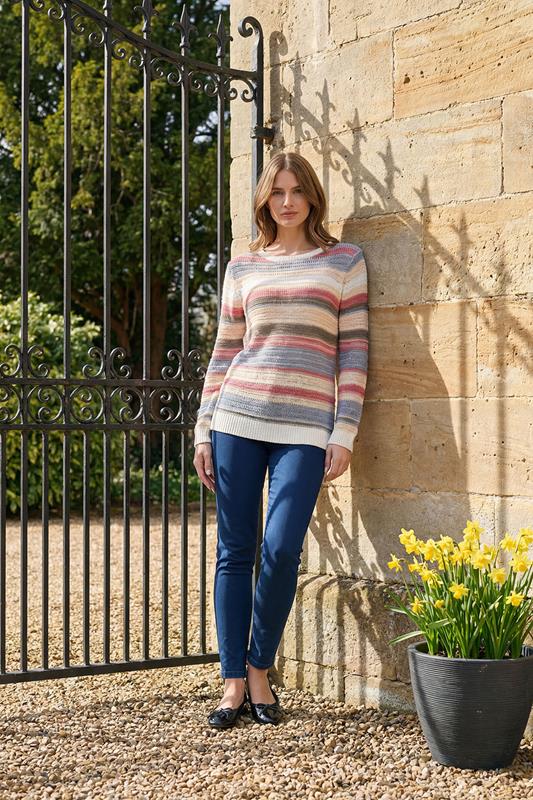 M&Co Ivory White Stripe Knitted Jumper | M&Co 1