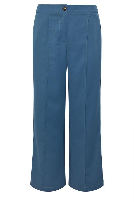 PixieGirl Petite Women's Dark Blue Side Stripe Wide Leg Trousers | PixieGirl 6