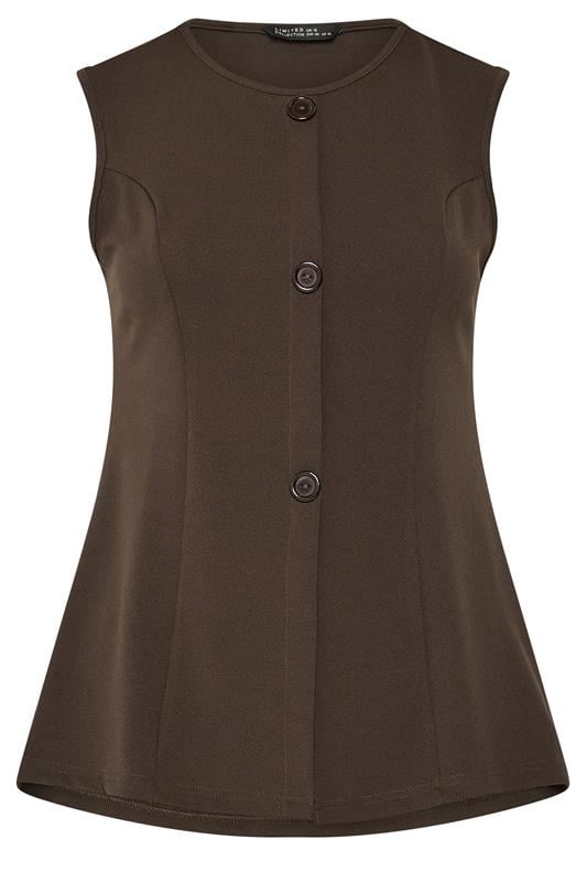 LIMITED COLLECTION Plus Size Chocolate Brown Seam Detail Waistcoat | Yours Clothing 5