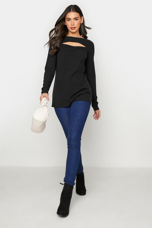 LTS Tall Black Ribbed Cut Out Top 2