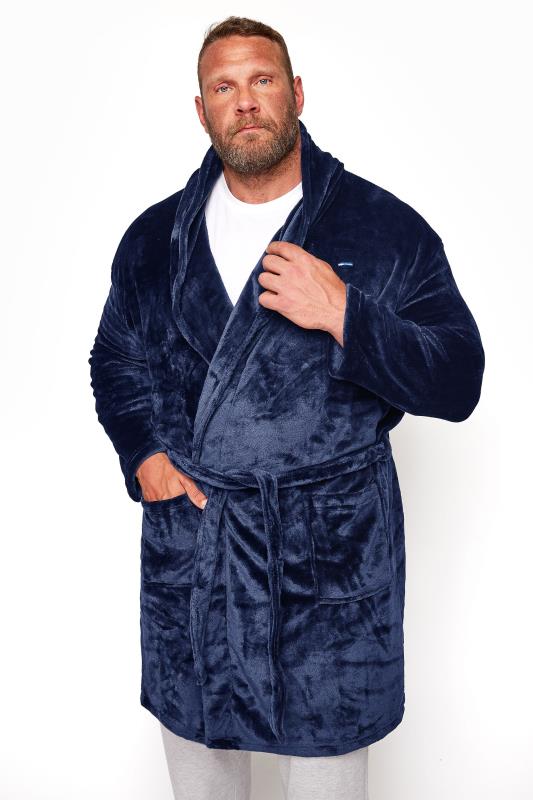 Men's Casual / Every Day BadRhino Big & Tall Navy Blue Soft Dressing Gown
