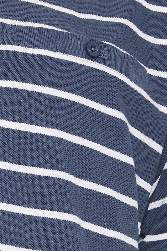 KAM Big & Tall Vintage Indigo Blue Stripe Print Polo Shirt | BadRhino 5