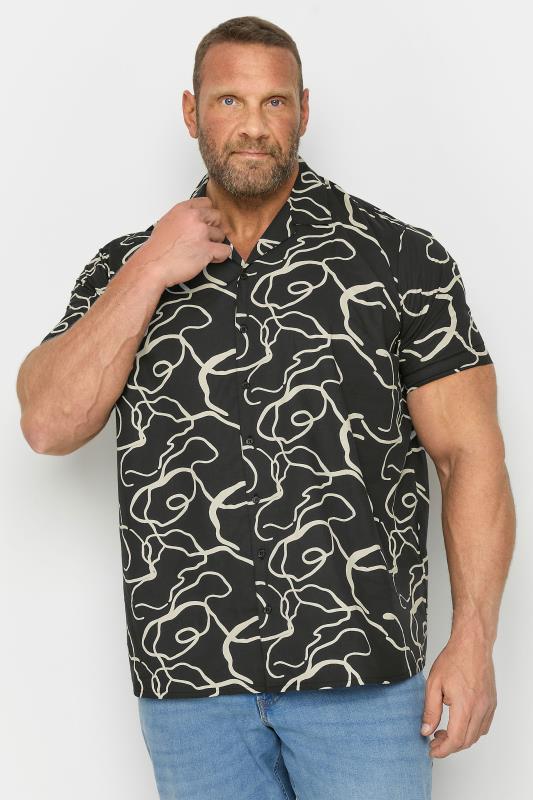  BadRhino Big & Tall Black Abstract Print Short Sleeve Shirt