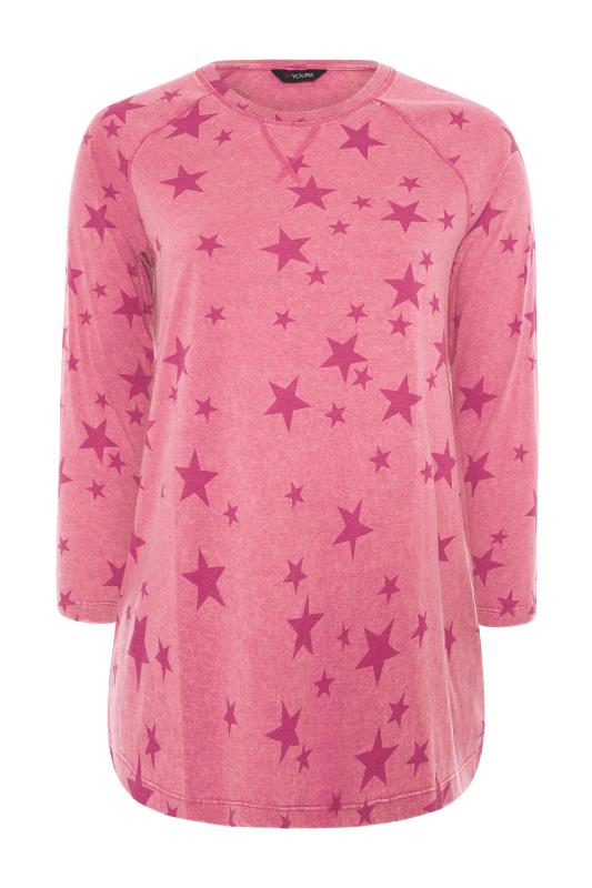 Plus Size Pink Star Print Raglan Top | Yours Clothing 5