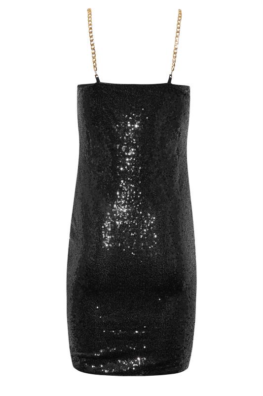 Petite Black Sequin Chain Strap Dress | PixieGirl 7