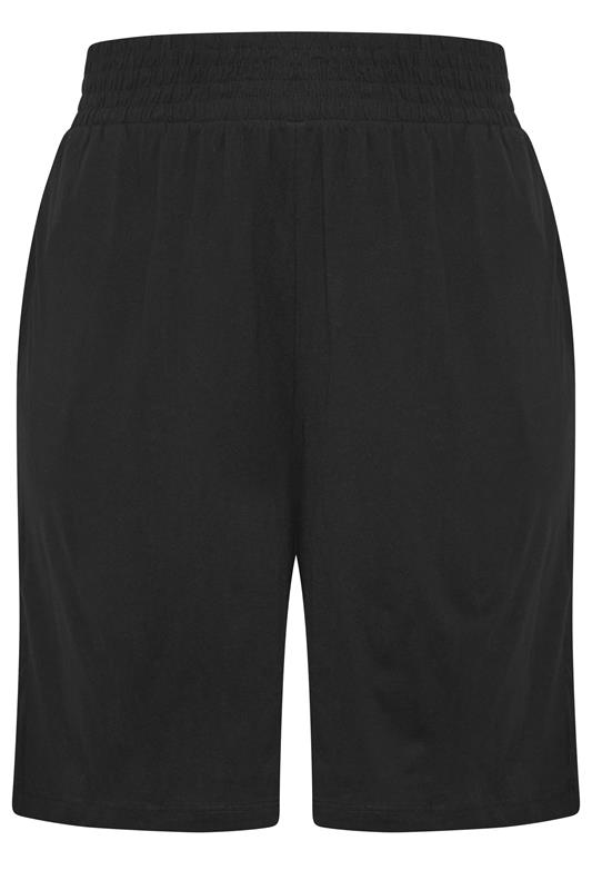 YOURS Plus Size Black Shirred Shorts | Yours Clothing 5