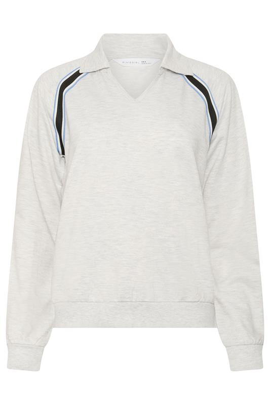 PixieGirl Petite Grey Marl Stripe Collar Sweatshirt | PixieGirl 5