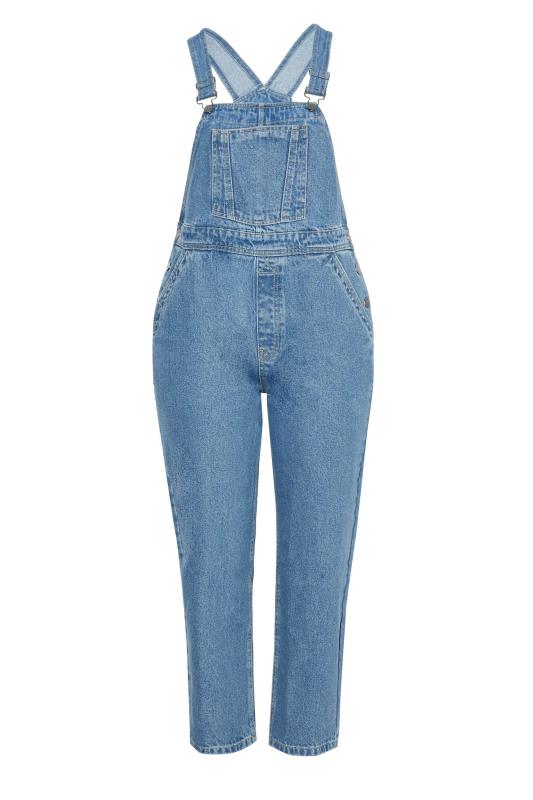 Plus Size Blue Wide Leg Dungarees | Yours Clothing  6