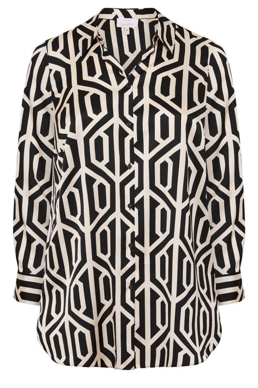 YOURS LONDON Plus Size Black & White Geometric Print Satin Shirt | Yours Clothing 6