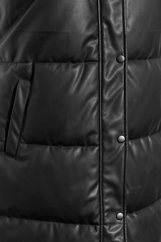 Plus Size Black Faux Leather Puffer Gilet | Yours Clothing 5