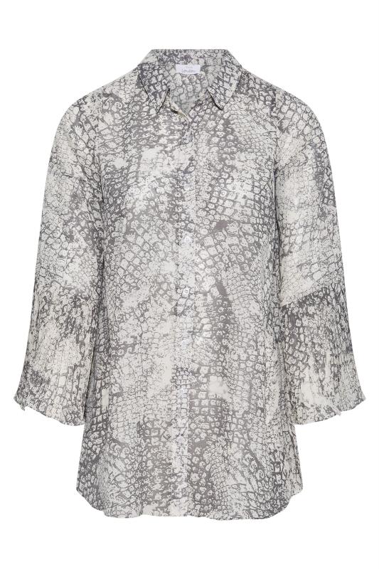 YOURS LONDON Plus Size Grey Snake Print Pleated Shirt | Yours Clothing 6