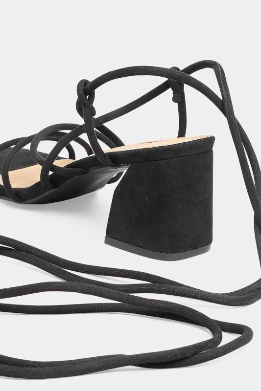 LIMITED COLLECTION Black Lace Up Block Heels In Extra Wide Fit | Yours London 4