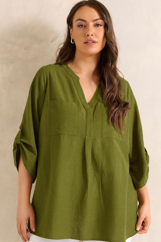  EVANS Curve Green Utility Cotton Shirt