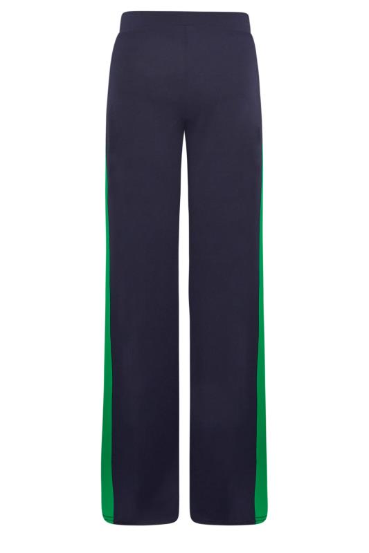LTS Tall Womens Navy Blue & Green Stripe Wide Leg Trousers | Long Tall Sally 5