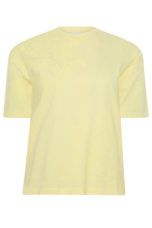 PixieGirl Petite Women's Lemon Yellow Paisley Cotton T-Shirt | PixieGirl 5