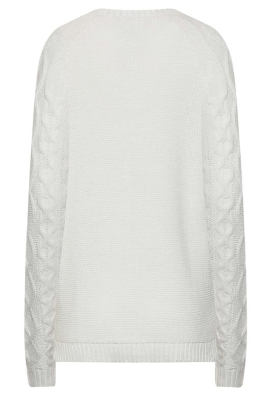 LTS Tall Women's White Cable Knit Jumper | Long Tall Sally  7