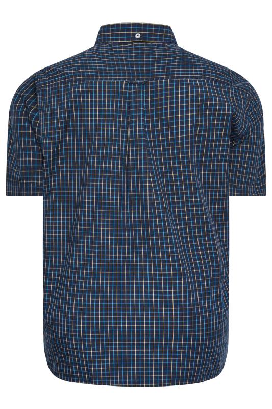 BadRhino Big & Tall Navy Blue & Yellow Short Sleeve Check Shirt | BadRhino 4