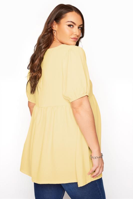 BUMP IT UP MATERNITY Curve Yellow Square Neck Smock Top_C.jpg