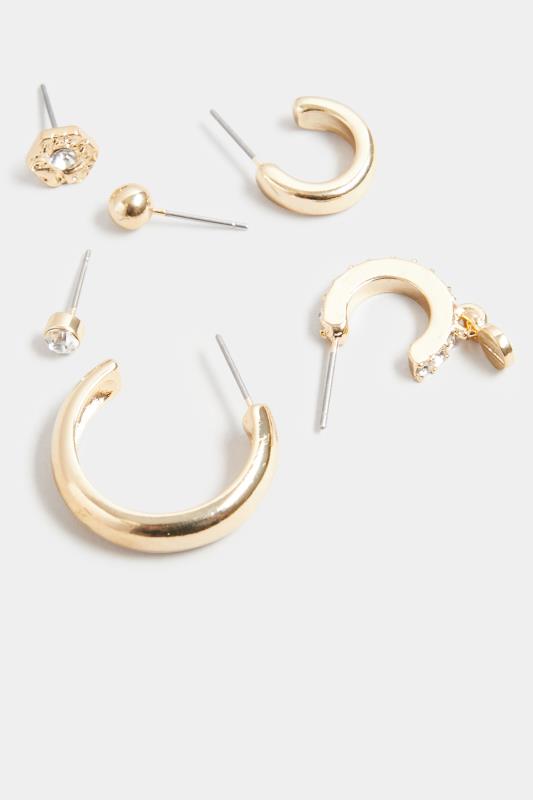 6 PACK Gold Hoop & Stud Earrings | Yours Clothing 4