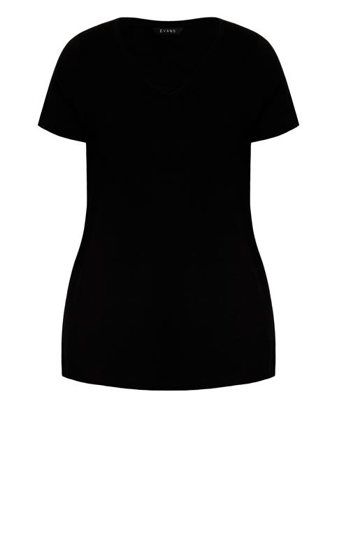 Evans Black Cotton V-Neck T-Shirt 4