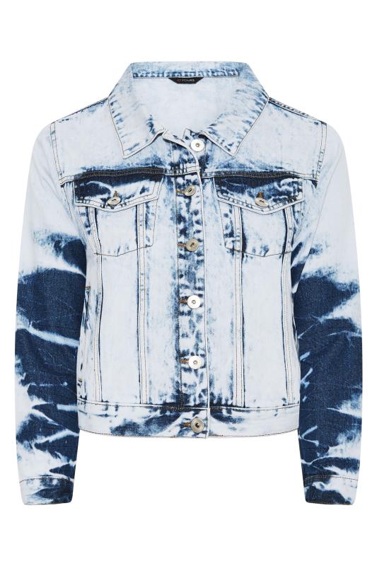 Plus Size Bleach Blue Washed Denim Jacket | Yours Clothing  7