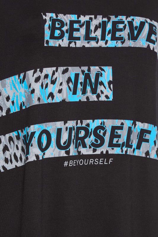 YOURS ACTIVE Plus Size Black 'Believe In Yourself' Slogan Top | Yours Clothing 6