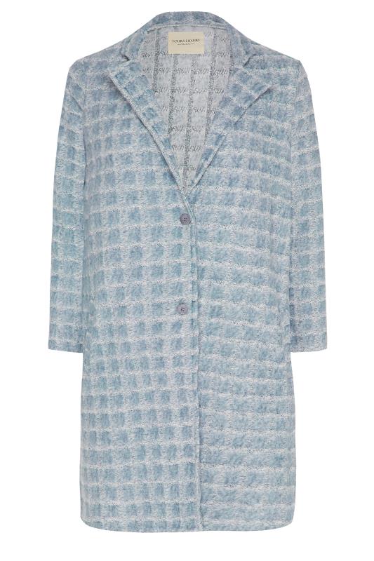 YOURS LUXURY Plus Size Blue Geometric Print Faux Fur Jacket | Yours Clothing 8