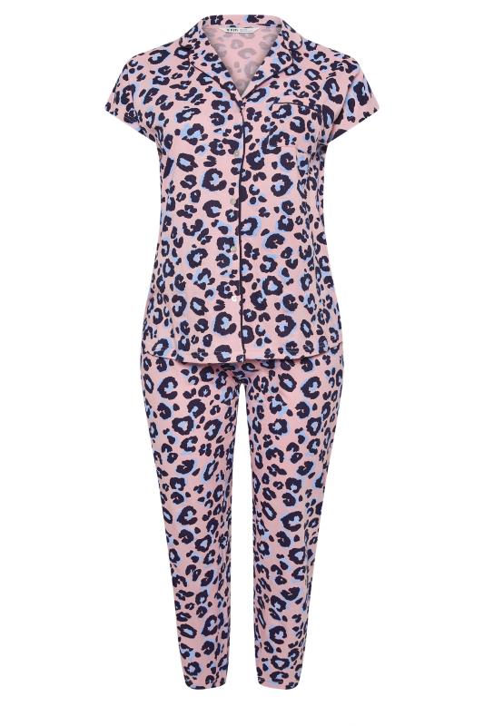 YOURS Plus Size Pink Leopard Print Button Through Pyjama Set | Yours Clothing 5