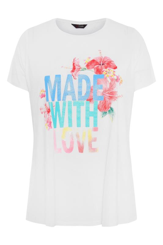 Curve White 'Made With Love' Printed T-Shirt 6