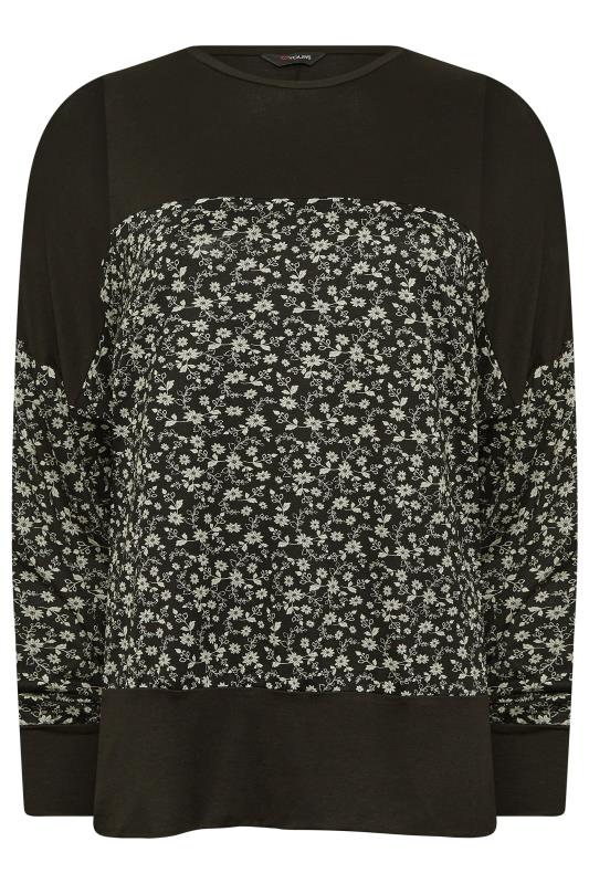 Plus Size Black Floral Print Long Sleeve Top | Yours Clothing  7
